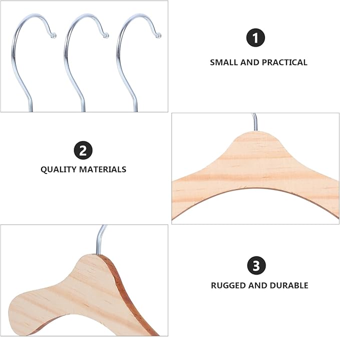 Pet Clothes Hanger Rack Wooden Dog Clothing Hangers Portable Puppy Clothes Organizer Space-Saving 6.89X5.51 Inches for Small Dogs and Cats