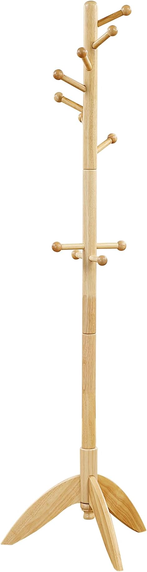 Lexicon Sturdy Solid Wood Coat Rack Stand with 11 Hanging Hooks for Hats,Scarves, Handbags, 7-Tier Wooden Coat Rack Freestanding Tree Used in Bedroom, Entryway, Hallway, Office, Natural