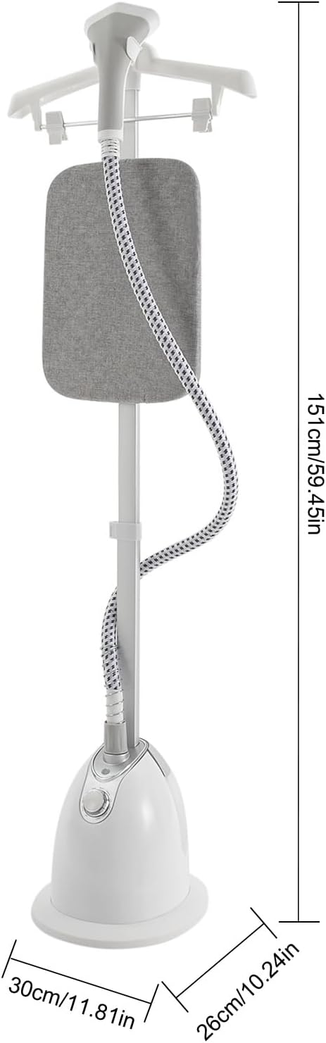 Standing Garment Steamer with Ironing Board,Adjustable Height Standing Steamer - 1.4L Water Tank,Fast Heats in 45s, Double-Insulated Steam Hose (White)