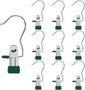 Hangers Clips,Stainless Multi Function Clip Hooks,Laundry Hanging Hooks Clips,Closet Hangers,Boot Clips， Hats Clips,Socks Clips,Pants Clips, Bras Clips (10, Dark Green)