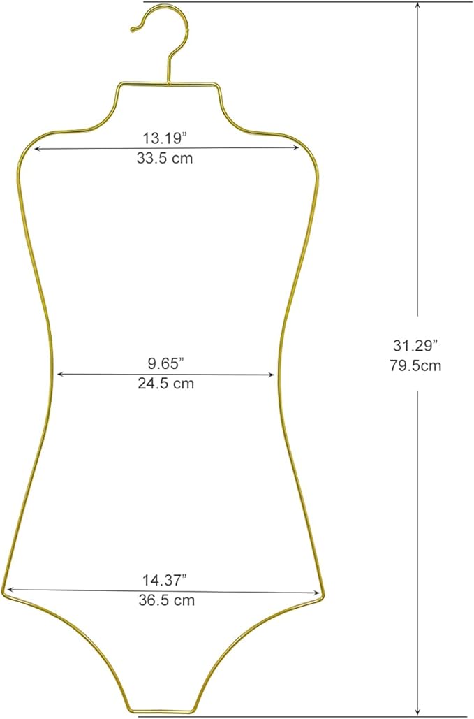 Body Shape Swimsuit Bikini Hanger Wire Display Hangers for Lingerie Bathing Suits Swimwear Clothes Coat (20, Gold)
