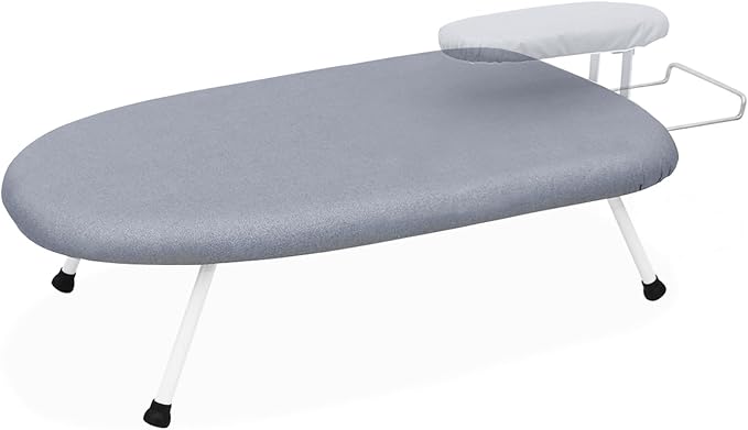 AKOZLIN Tabletop Ironing Board 23.6" L x 14''W x 7''H with Removable Sleeve Board - Folding Legs Cotton Cover Travel Countertop Iron Board