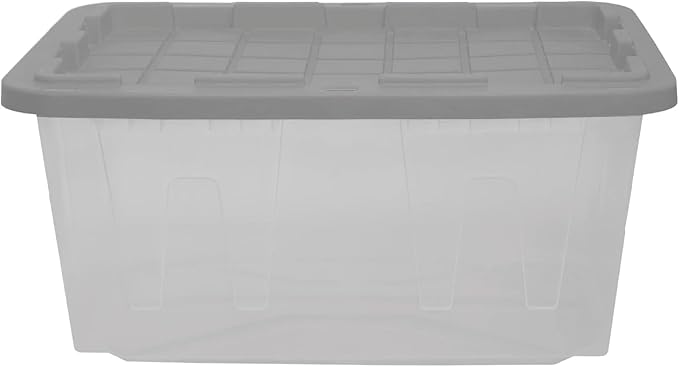CX BLACK & YELLOW 27-Gallon Heavy Duty Clear Storage Bins with Lids, Stackable Plastic Storage Bins with Weather-Resistant Design, Home Organization, 2 Pack (14.3H x 20.6W x 30.6D)