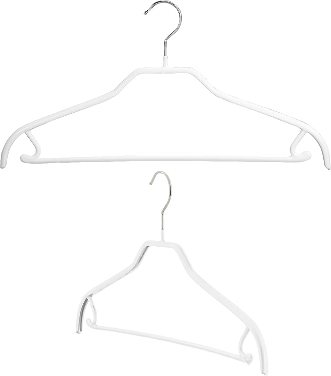 Mawa by Reston Lloyd Silhouette Non-Slip Space Saving Hanger with Skirt Hooks, Style 41/FRS, Set of 2, White