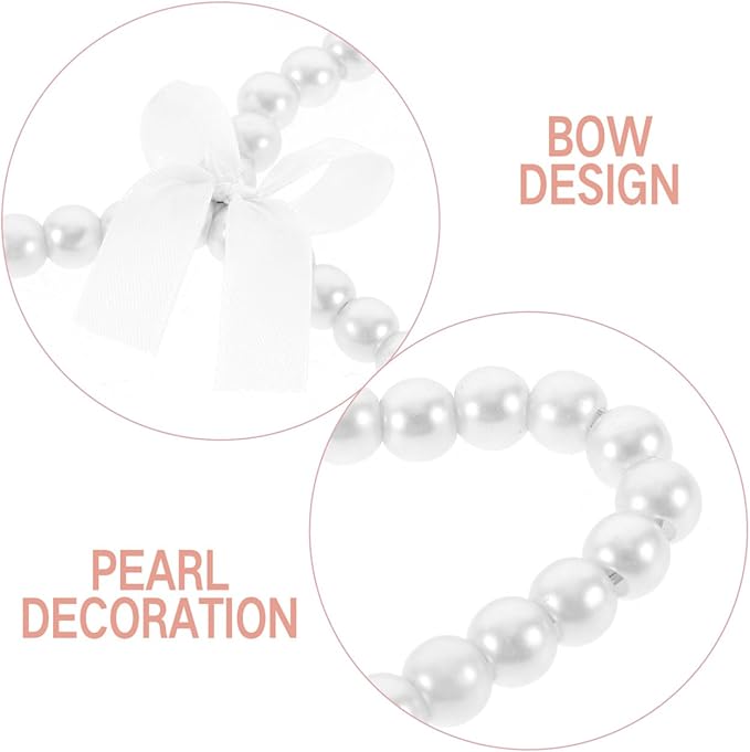 Angoily 2 Pcs Pearl Clothes Hangers, White Mini Pearl Beaded Clothes Hanger with Ribbon, Small Cute Metal Coat Non Slip Wedding Dress Closet Organizer Kids Baby Children Toddler Pet Dog Cat Display