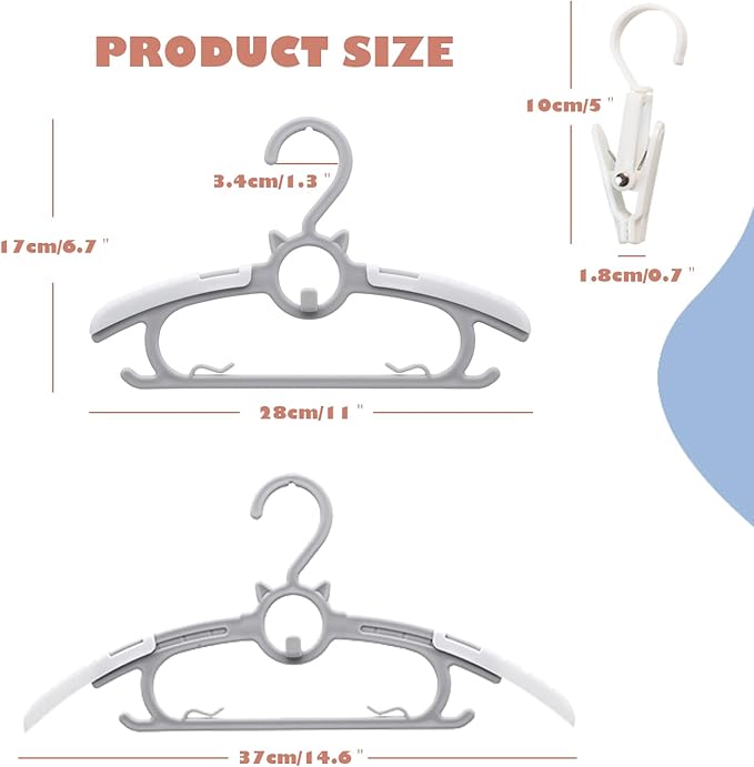 Baby Nursery Closet Hangers, Ultra Thin Non-Slip and Extendable Laundry Infant Pant Hanger for Newborn Clothes 30pcs11“-14‘’ Adjustable Children Coat Hanger for Girl Boy Toddler Kids Child