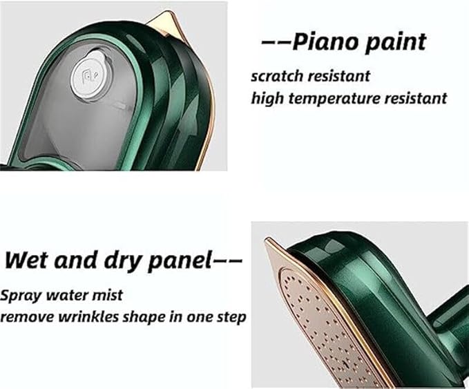 Steam Iron, Portable Steamer for Clothes Travel, Household Handheld Portable Garment Steamer, Travel Size Clothes Steamers, Handheld Portable Iron, Rapid Heating (Green)