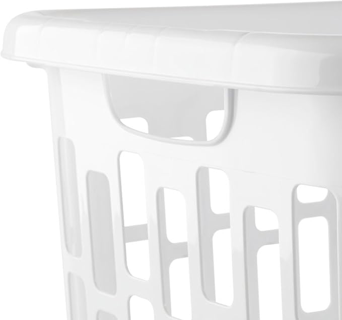 Sterilite Ultra Easy Carry Plastic Dirty Clothes Laundry Basket Hamper with Integrated Handles and Ventilation Holes, White (12 Pack)