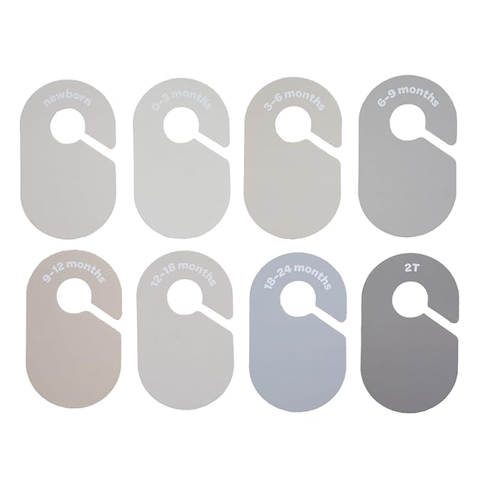 3 Sprouts Baby Closet Dividers Set of 8 - Toddler Clothes Organizer Hanger, Double-Sided Size Labels - Nursery Organization for Newborn Clothing, Infant, Boy & Girl - Beige & Gray