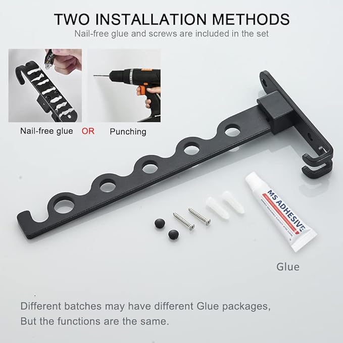 Small Wall Clothes Rail, Aluminium Foldable Drying Rack Hook 90° Rotation Coat Hanger for Laundry Bathroom Balcony (1ps Black Fixed Seat)