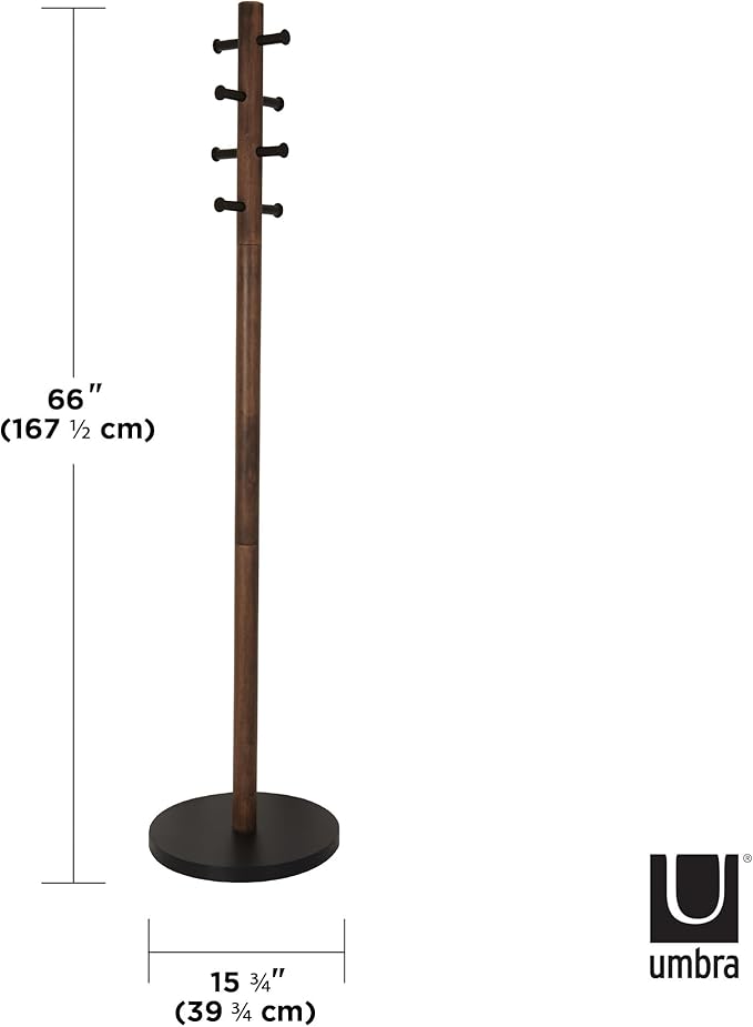 Umbra Pillar, Coat Rack, Black/Walnut