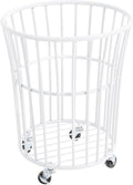 Metal Laundry Basket, Laundry Basket Cart with Wheels for Laundry Room, Rolling Laundry Basket with Wheels, Easy Moved Basket for Organizer (White)