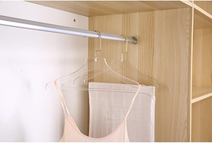 YBM Home Quality Acrylic Clear Coat Hangers Made of Clear Acrylic for a Luxurious Look and Feel for Wardrobe Closet, Clothes Hangers Organizes Closet, with Bar, Gold w/Flat Hook, 4119-6