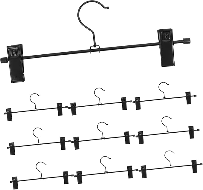 Healifty 10pcs Metal Pants Hangers Clips Heavy Duty Skirt Hangers Adjustable Clips for Pants and Skirts Rotating Hooks Sturdy Construction