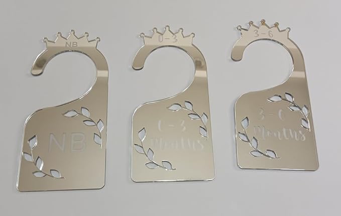 Baby Closet Dividers,Set of 7 Acrylic Mirror Baby Clothes Organizers for Wardrobe Closet Home Nursery from Newborn to 24 Months (Silver Mirror, Model 1)
