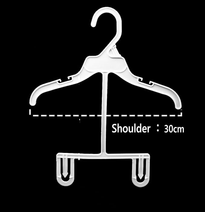 WellieSTR Anti-Slip Plastic Child Closet Hangers, 50 Pack, White, 30cm Wide