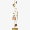 Coat Rack Freestanding Coat Tree with 8 Hooks Heavy Duty Coats Hanger Stand Metal Coats Rack Stand for Jacket Hat Clothes Bag Stainless Steel Hall Tree Hat Racks for Entryway Bedroom, Gold