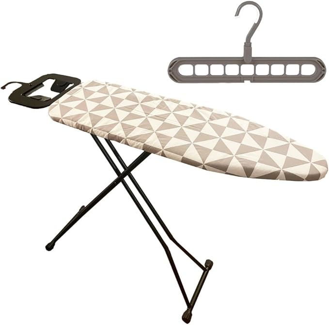 Compact Ironing Board Foldable | Hanging Iron Board with Safety Iron Stand & Rest for Small Space or Apartment, Thick Cover & Pad, Height Adjustable up to 33" Features 4 Steel Legs (36x13)