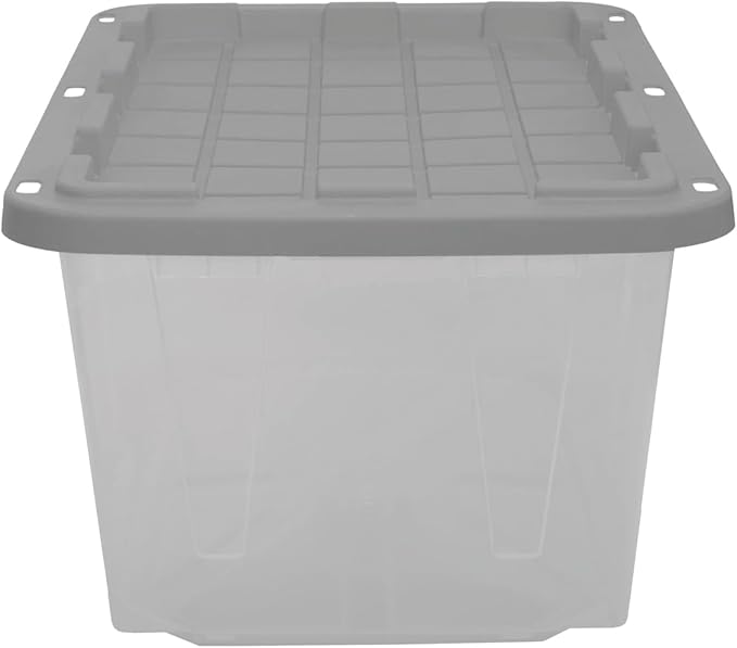 CX BLACK & YELLOW 27-Gallon Heavy Duty Clear Storage Bins with Lids, Stackable Plastic Storage Bins with Weather-Resistant Design, Home Organization, 2 Pack (14.3H x 20.6W x 30.6D)