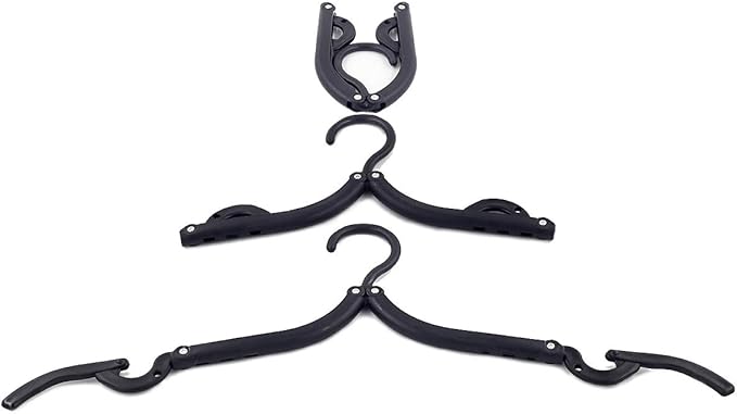 20 Pcs Portable Folding Travel Clothes Hangers, Foldable Clothes Drying Rack for Travel (Matt Black)