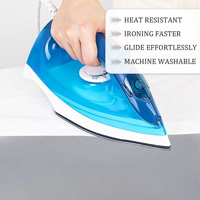 Cotton Ironing Board Cover,35x12in 39x13in 43x13in 47x15in Ironing Board Cover and Pad Standard Size Homes Iron Board Cover Ironing Cover and Pad(Silver,47x15in)