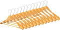 12 Pack Wide Shoulder Wooden Hangers, Suit Hangers with Non Slip Pants Bar, Smooth Finish 360° Swivel Hook Solid Wood Coat Hangers for Dress, Jacket, Pants, Heavy Clothes Hangers(Natural 12PCS)