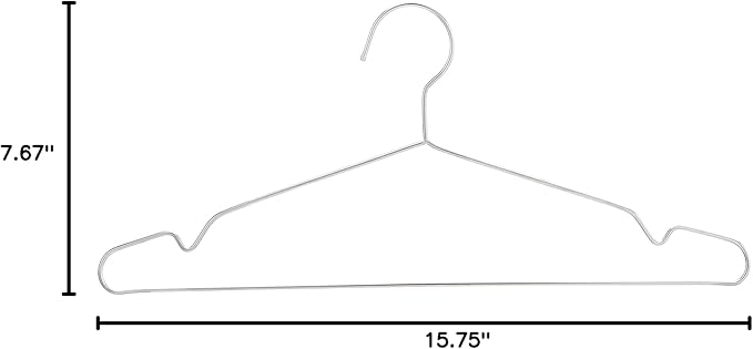 Amazon Basics Stainless Steel Clothes Hangers for Shirts, Suits, Dresses and Jackets, Silver, 50-Pack