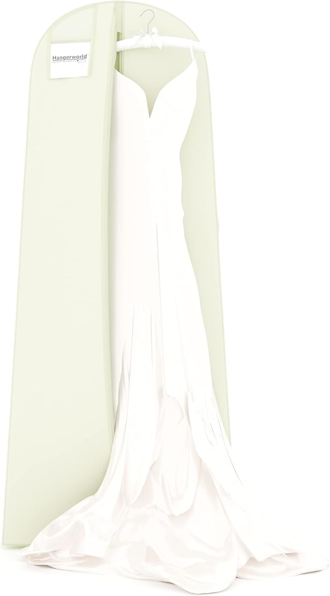 HANGERWORLD 72inch Breathable Wedding Gown Long Dress Hanging Garment Bag Cover for Closet Storage (Ivory)