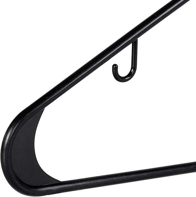 ZenStyle 100 Pack Standard Size White Plastic Hangers for Clothes Lightweight Space Saving Tubular Clothing Hangers (Black)