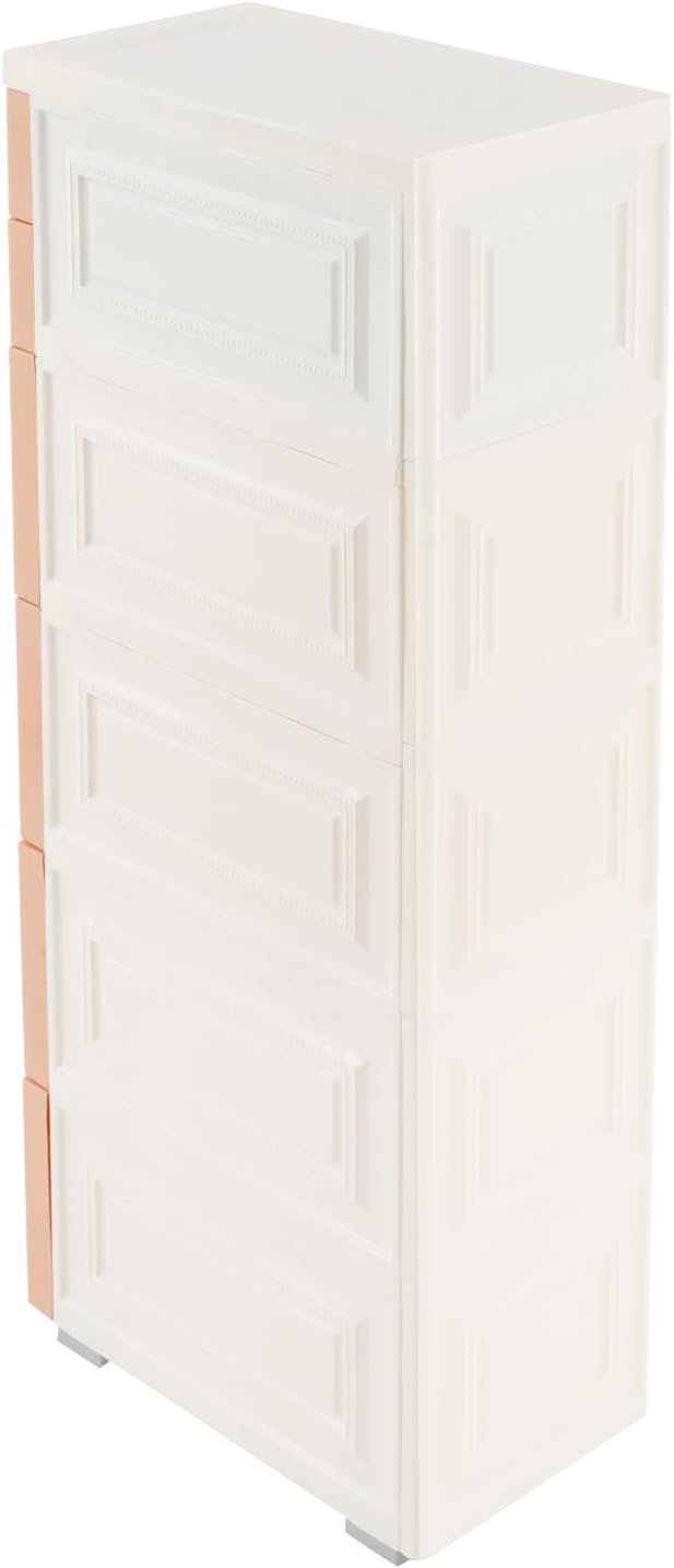 6 Drawers Narrow Storage Cabinet with Wheels,Slim Floor Cabinets,Rolling Organizer Cart for Small Spaces,Pink