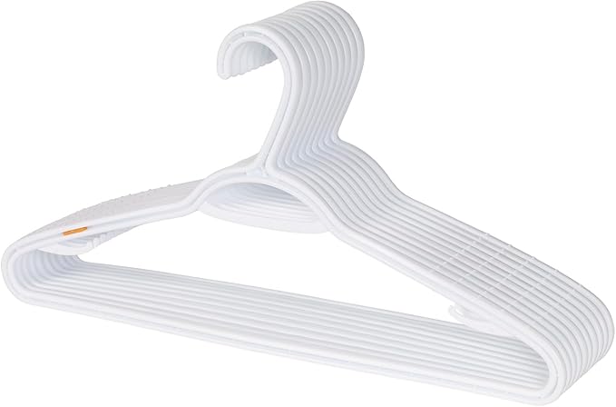 Set of 10 Slim Clothes Hanger by Neatfreak! - Space Saving Hangers For Clothes, Pants, Lingerie and Accessories - Robust White Plastic Hangers With Hooks and Pants Bar - 10 Pack