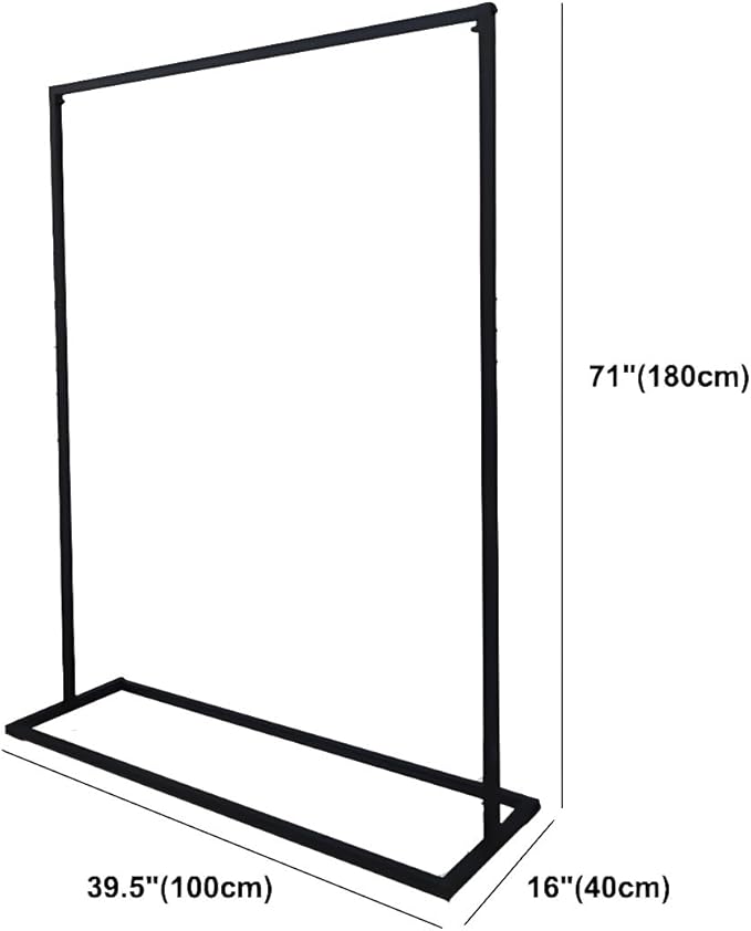 LITFAD Contemporary Metal Hall Tree Hang Garment Lever Hall Stand Free Standing Clothes Hanger Clothing Store Coat Rack in Black - 39.5" L x 16" W x 71" H Single Clothing Rod