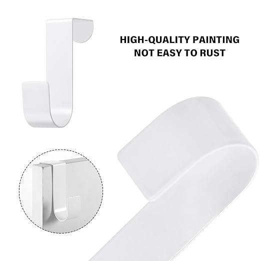 Hotop 12 Pcs Over The Cabinet Drawer Door Hooks 1.12 Inch for Hanger in The Cabinet Decoration Hooks Sturdy Metal Z Shaped Hanger Peg for Bathroom Clothes Towel(White)