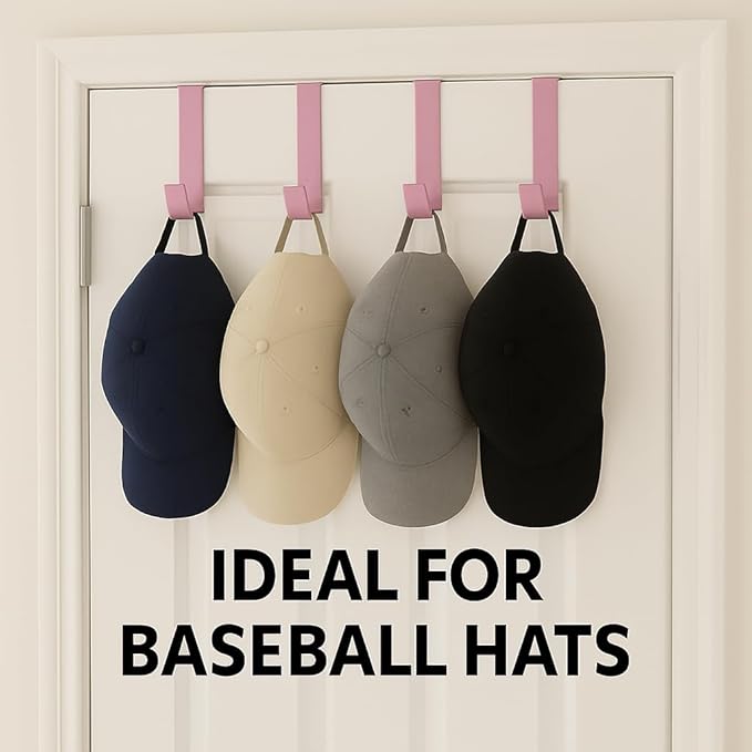Dependable Industries inc. Essentials Over-The-Door Hanger Hook Set – 4-Pack of 3.5 in., Plastic Over-The-Door Hangers & Over-The-Door Hooks – Over-Door Hooks for Hanging Clothes & Towels (Pink)