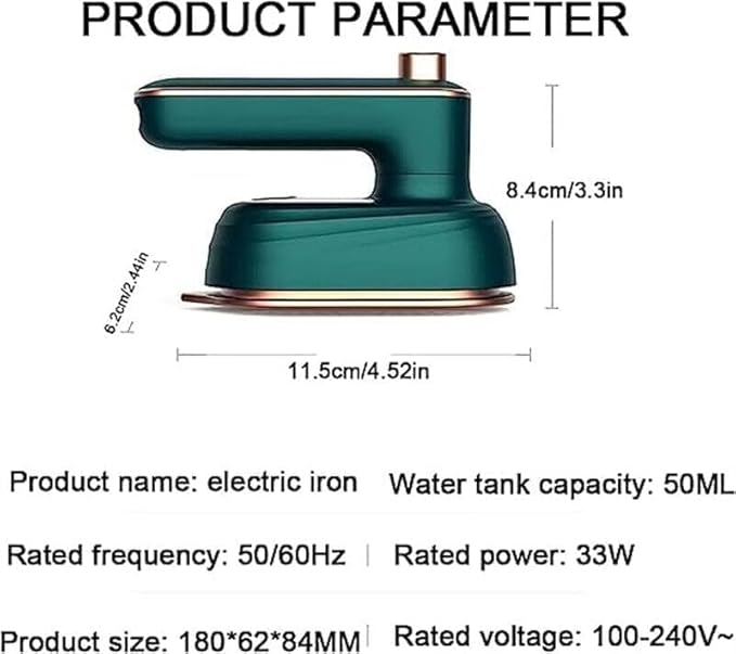 Steam Iron, Portable Steamer for Clothes Travel, Household Handheld Portable Garment Steamer, Travel Size Clothes Steamers, Handheld Portable Iron, Rapid Heating (Green)