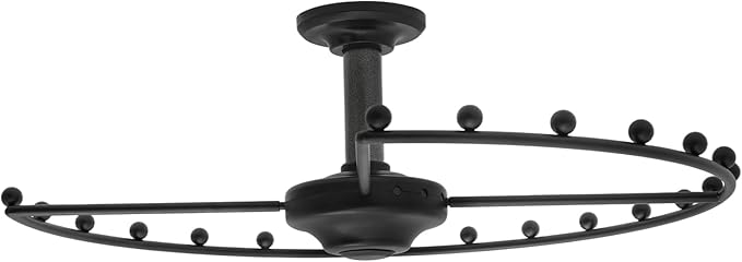 Round Closet Rod, 360° Rotating Clothes Hanger for Wardrobes, Black Heavy Duty 66 lbs Capacity Metal Closet Organizer with Iron Balls, Space Saving Storage Solution for Cloakroom