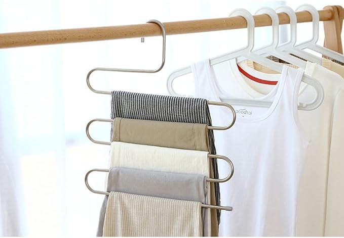 Magik 2-4 Pcs Trouser Pants Hanger Non-Slip S-Shape 5-Layer Rack Closet Space Saver (2)