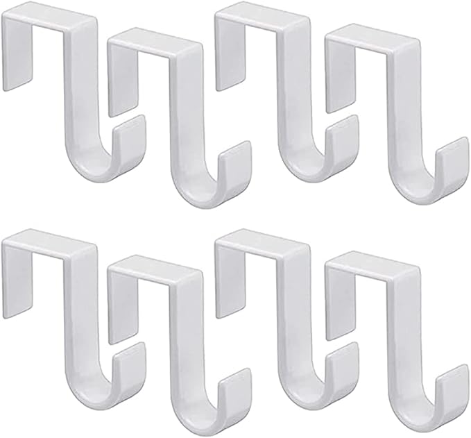 1st Choice Over The Door Hooks 8 Pack, Reversible Sturdy Hooks Fits 1 3/8' and 1 3/4' Door Widths, Plastic Hook Hanger for Hanging Clothes, Towels, White