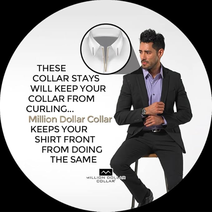 Million Dollar Collar Metal Collar Stays for Men with Felt Carrying Cases Stays Metal