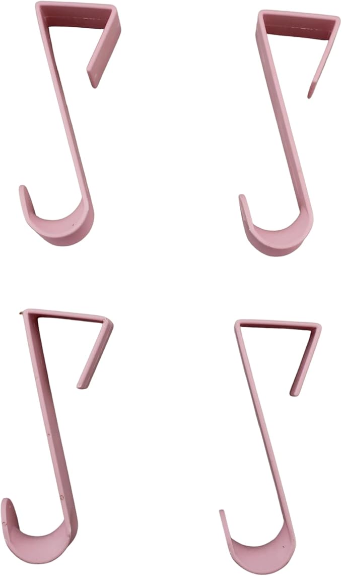 Dependable Industries inc. Essentials Over-The-Door Hanger Hook Set – 4-Pack of 3.5 in., Plastic Over-The-Door Hangers & Over-The-Door Hooks – Over-Door Hooks for Hanging Clothes & Towels (Pink)