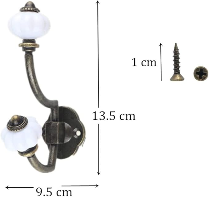 Wall Clothes Hooks Retro Antique Ceramic Coat Hooks for Door Bathroom Bedroom Kitchen Bronze 5 Pcs, Iron Decorative Wall Hooks, Standard, Style 1