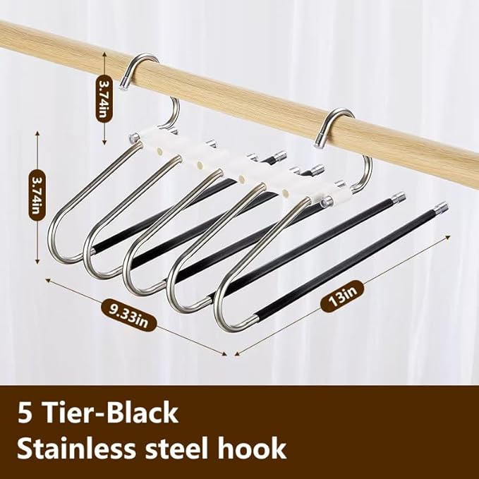4packs Pants Hangers Space Saving Metal Closet Organizer,Clothes Pant Jean Hangers,Anti-Slip Design,Closet Organizers and Storage for Skirts Scarf Legging