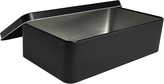Black Metal Tin Box Lids - Large Containers, Holder for Keeping Car Keys, Cookie, Pencil Case, 8.2 x 4.7 x 2.4 inch