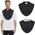 Black Color Unisex Clergy Tab Collar Clerical Bib Collar with Insert White Tab, 2pcs in Pack