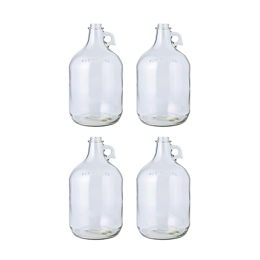 Fastrack 4-Pack 1 Gallon Glass Jug (128 oz) WITHOUT CAPS – Multipurpose 1 Gallon Jug, & Detergent Dispenser for Laundry, Glass Jar for Liquids, Water & Juice