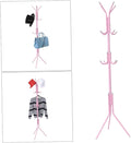 Cabilock Pink Metal Coat Rack Stand with 12 Hooks, Space-Saving Iron Hat and Clothes Hanger for Home, Bedroom, Office, and Hotel