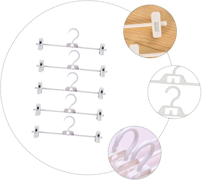 CHILDWEET 5pcs Adjustable Plastic Pants Clip Drying Rack Space Saving Clothes Hanger for Pants Trousers and Skirts Versatile and Organizer