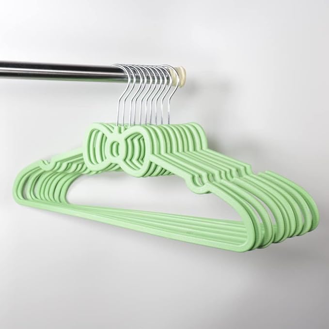 Cute Aesthetic Clothes Hangers Space Saving Plastic Hangers for Teen Girls Wardrobe Shirts Tops Coats Hangers Clothing Organizer Kawaii Girls Room Decor Kawaii Stuff Accessories (5, Green Bowknot)