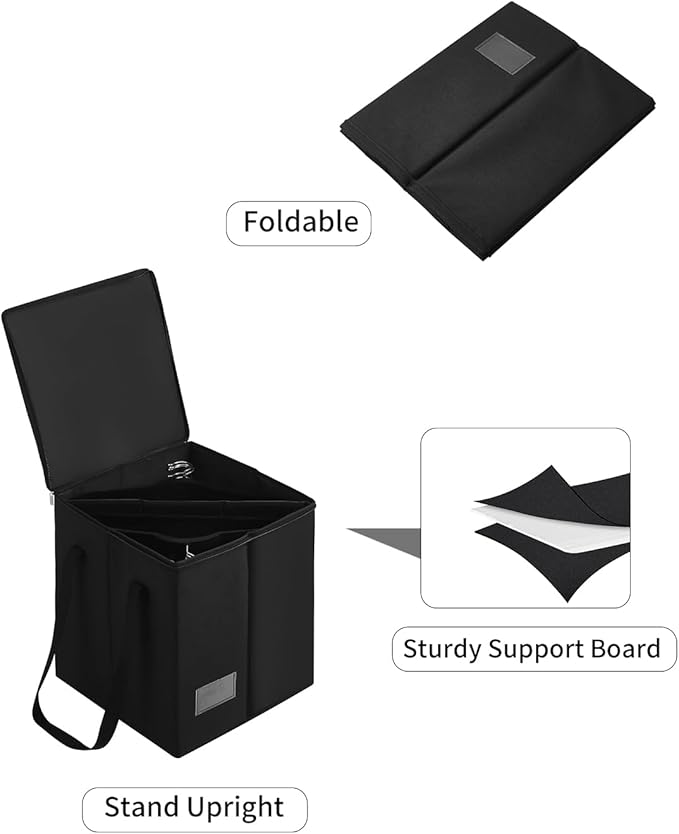 Qozary Clothes Hanger Organizer Bag-Rigid Hanger Storage Containers with Lid for Dustproof, Large Hanger Holder, Sturdy Caddy Organizer Box with Handle-Keep Item Separate