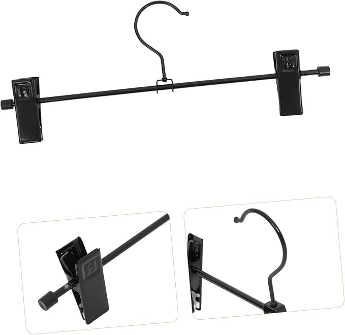 Healifty 10pcs Metal Pants Hangers Clips Heavy Duty Skirt Hangers Adjustable Clips for Pants and Skirts Rotating Hooks Sturdy Construction